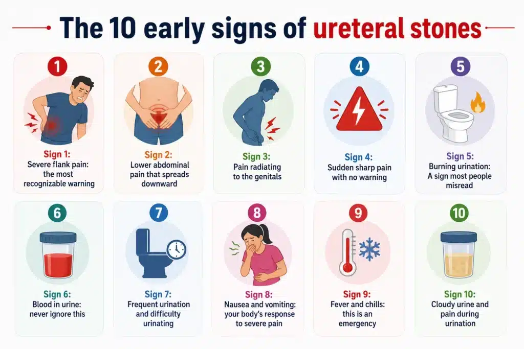 Early signs of ureteral stones