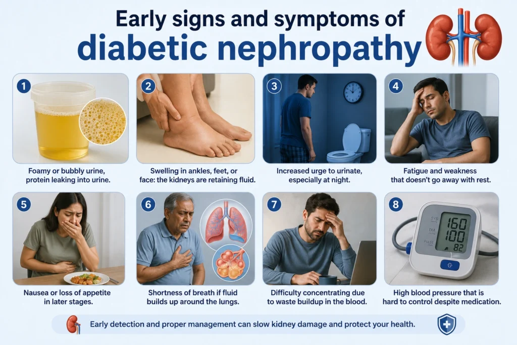 Early signs and symptoms of diabetic nephropathy