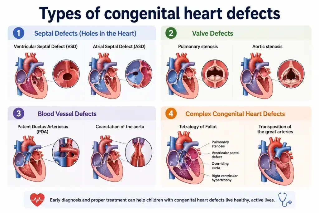 Types of congenital heart defects