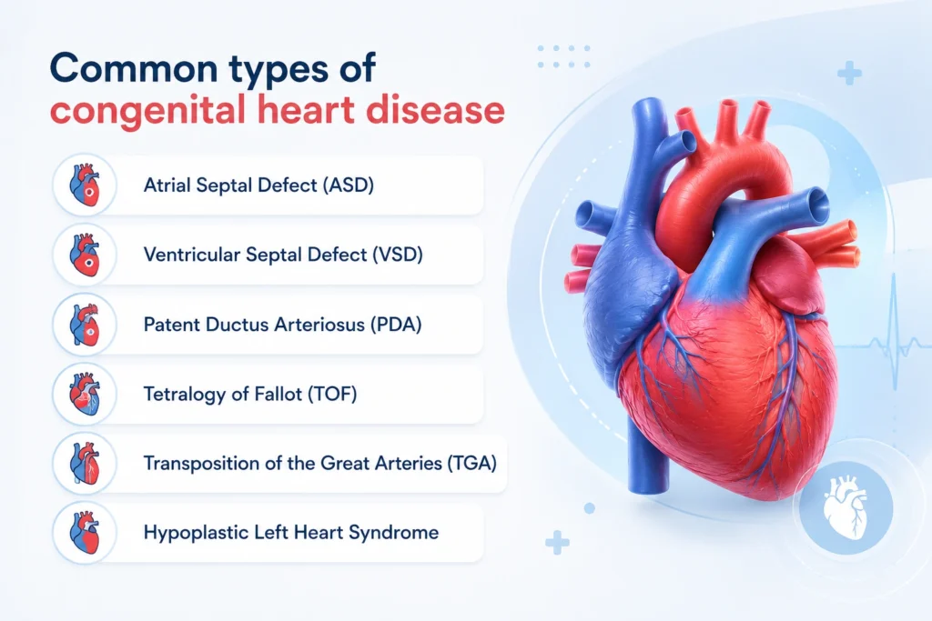 Common types of congenital heart disease