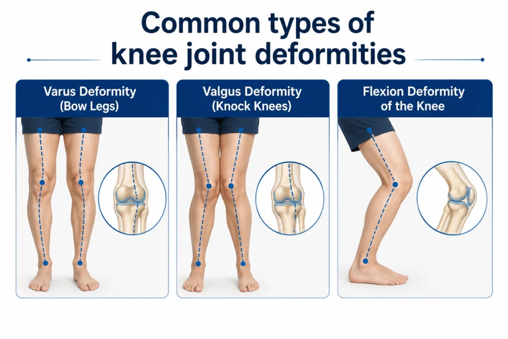 Common types of knee joint deformities