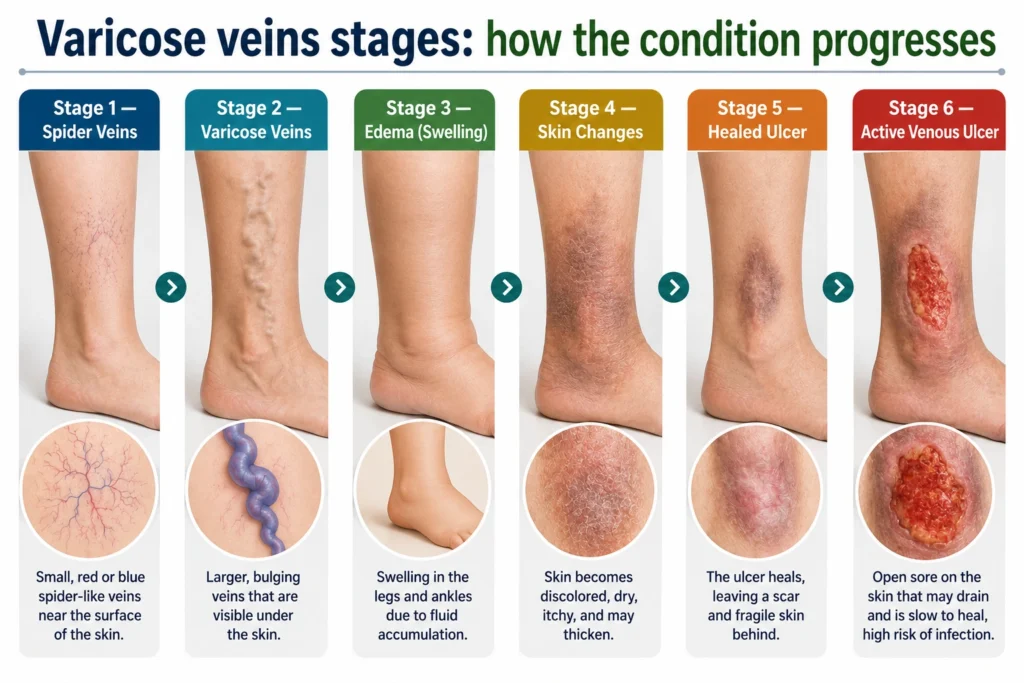 Varicose veins stages