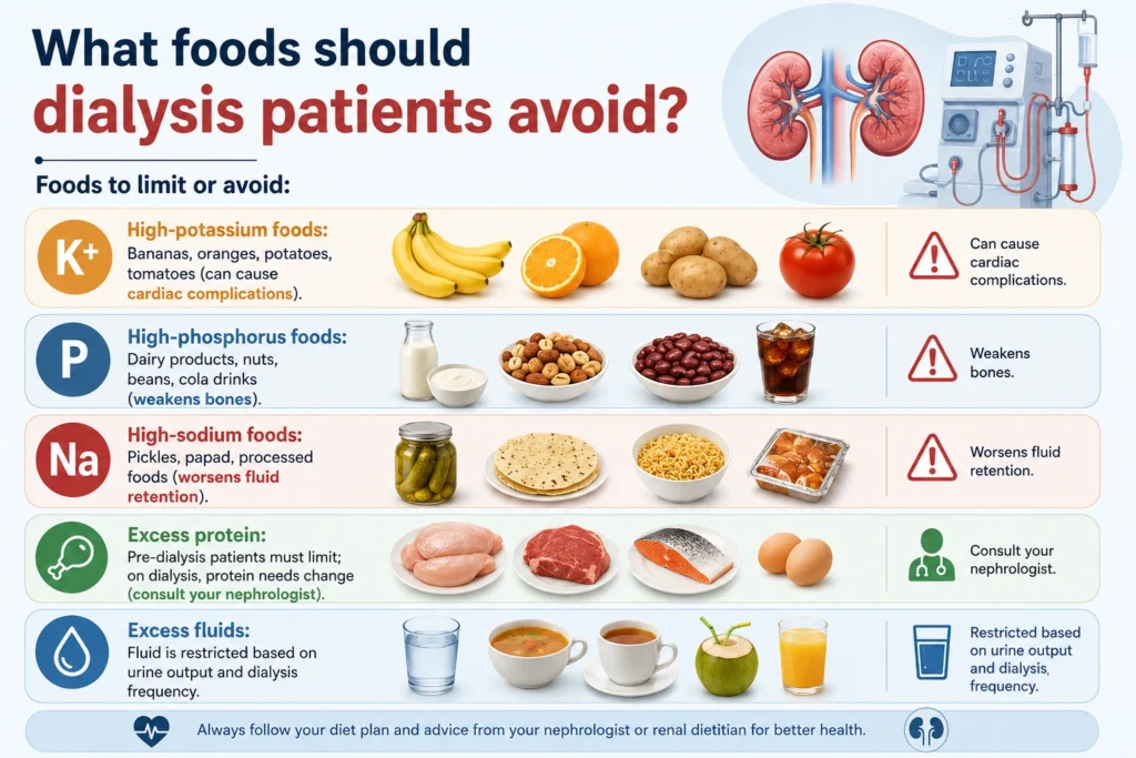 What foods should dialysis patients avoid?