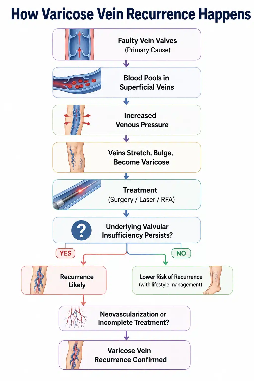 how varicose vein recurrence happens
