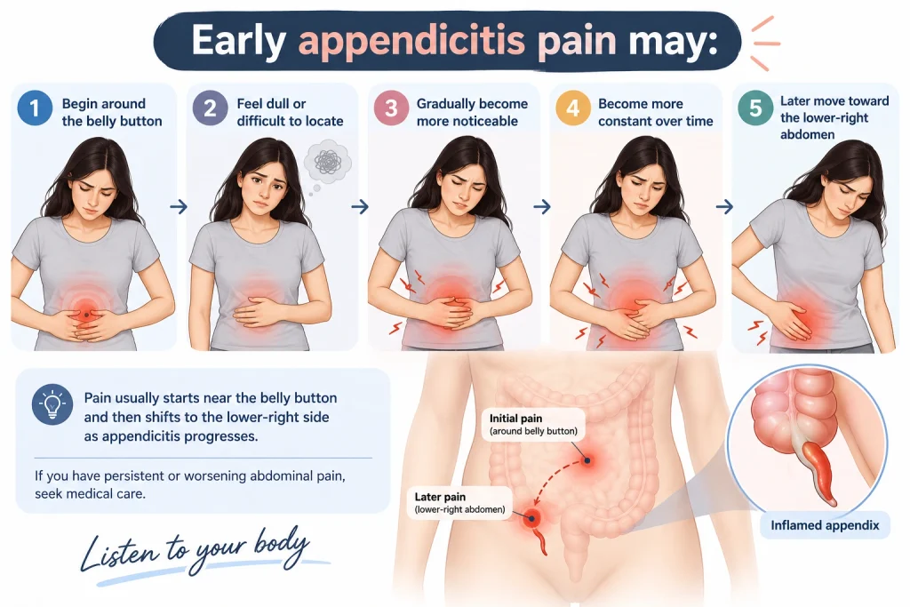 Early appendicitis pain