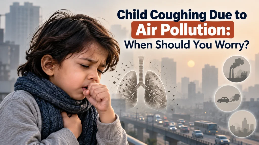 Child Coughing Due to Air Pollution